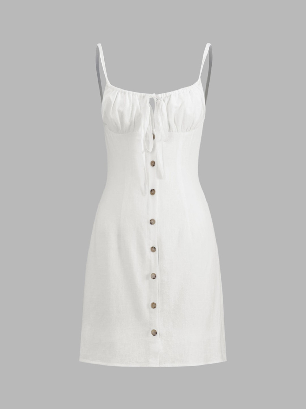 Commense White Mini Button-Front Sundress - Picture 1 of 7